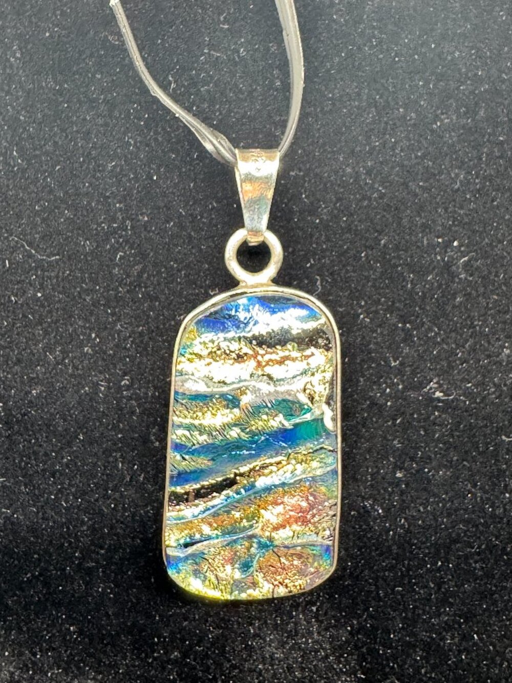 Sterling Silver 925 Blue & Gold Dichroic Glass Pendant